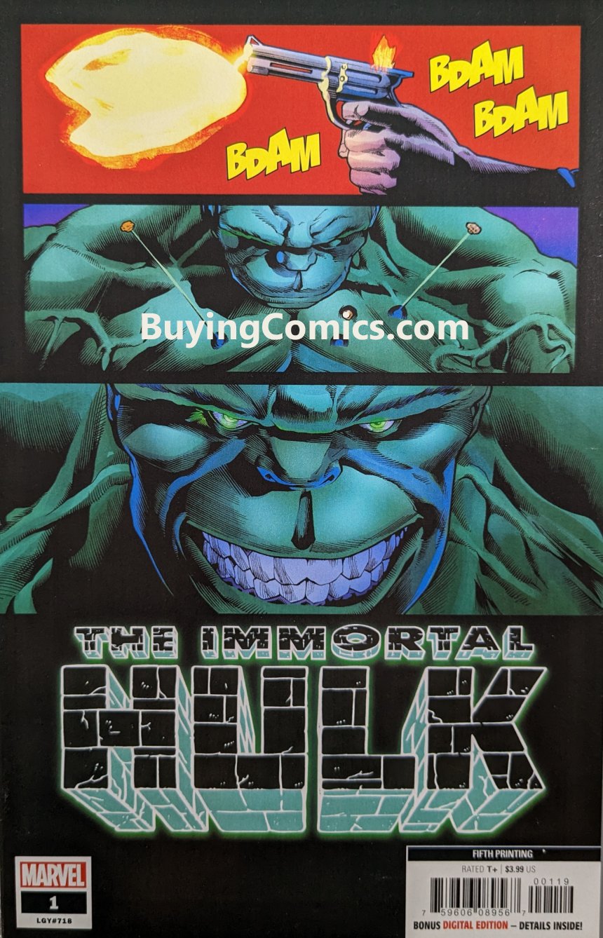 Immortal Hulk #1 Fifth Printing Comic Book Cover Art