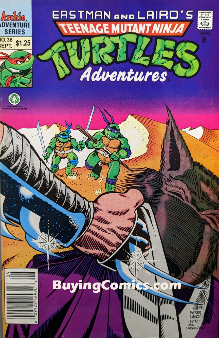 Teenage Mutant Ninja Turtles Adventures #36 Comic Book Cover Art